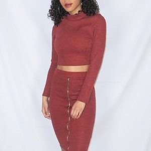 Sweater Zip Skirt Set